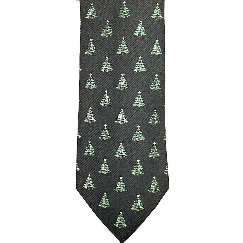 Noel Holiday Collection Men's Christmas Trees Tie Black Green